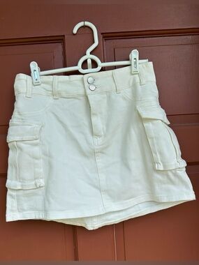 Amazon Cream Cargo Mini Skort with Flap Pockets